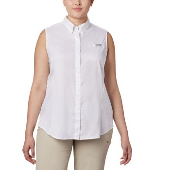 Columbia PFG Tamiami Sleeveless Plus Size, Camisa Blancos Para Mujer | 934526-DNE